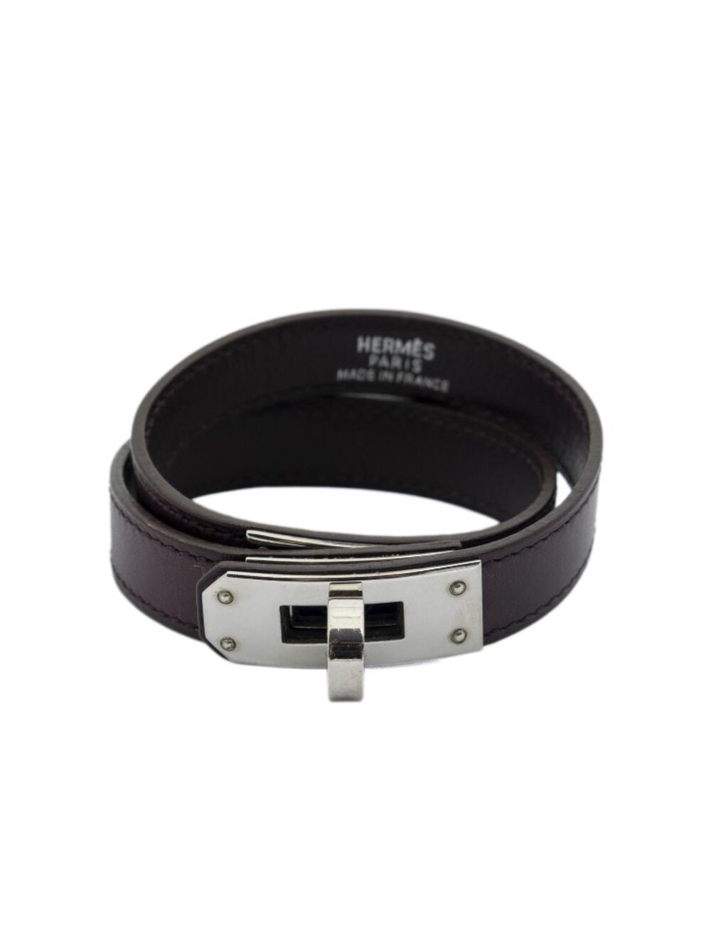 Hermes Kelly Double Tour Bracelet Dark Purple Swift Leather